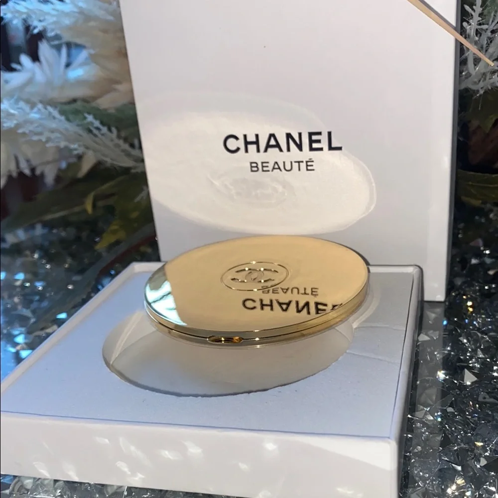 CHANEL Gold Accessory Compact with Iconic Logo